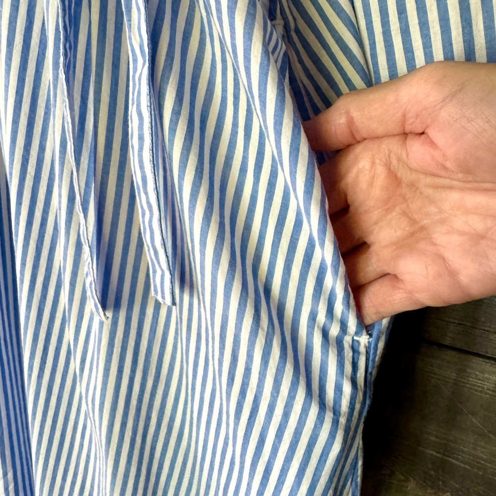 Universal Thread Striped Cotton Maxi Shirt Dress XXL Blue White Coastal Hamptons - Picture 7 of 13